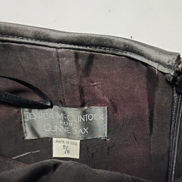 Jessica McClintock For GUNNE SAX Like New Black Strapless Dress with Polka Dots - Picture 2 of 7